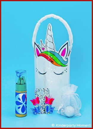 Einhorn Verpackung aus PET Flasche für Kindergeburtstag Mitgebsel bei einer Einhornparty