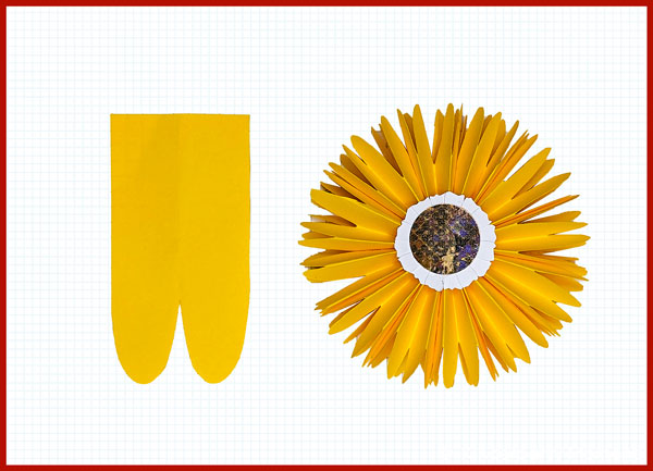 Form Vorlage für eine gelbe Papierblume