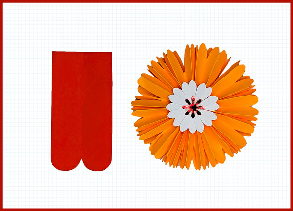 Form Vorlage für eine orange Papierblume